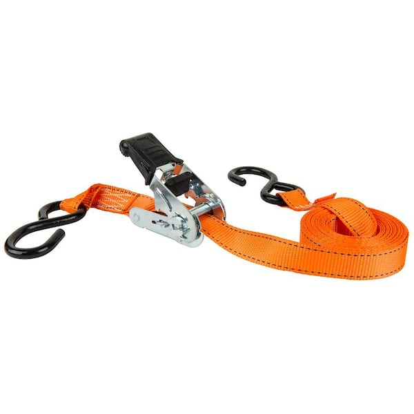 15 Ft X 1 Inch Ratchet Tie-Down Strap – 400 Lb Capacity, Vinyl Coated S-Hooks – Ideal For Cargo, Trailers, And Moving