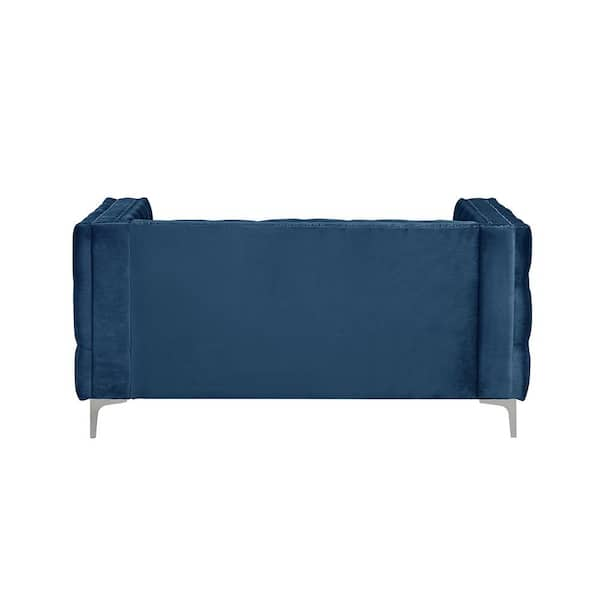 Utopia 4niture Mitz 29.53 in. Blue Velvet Loveseat Sofa with 2-Pillows (2  Seat) HAW588S00023 - The Home Depot