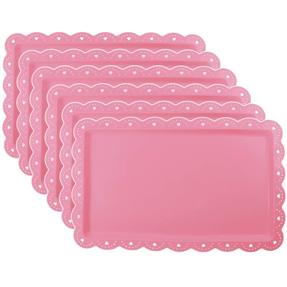 14.5 x 9.4 x 0.6 in. Pink Plastic Serving Trays for Wedding Party, Restaurant, Dessert, Cookie and Snack (6-Pack) price history on PriceWatchPro