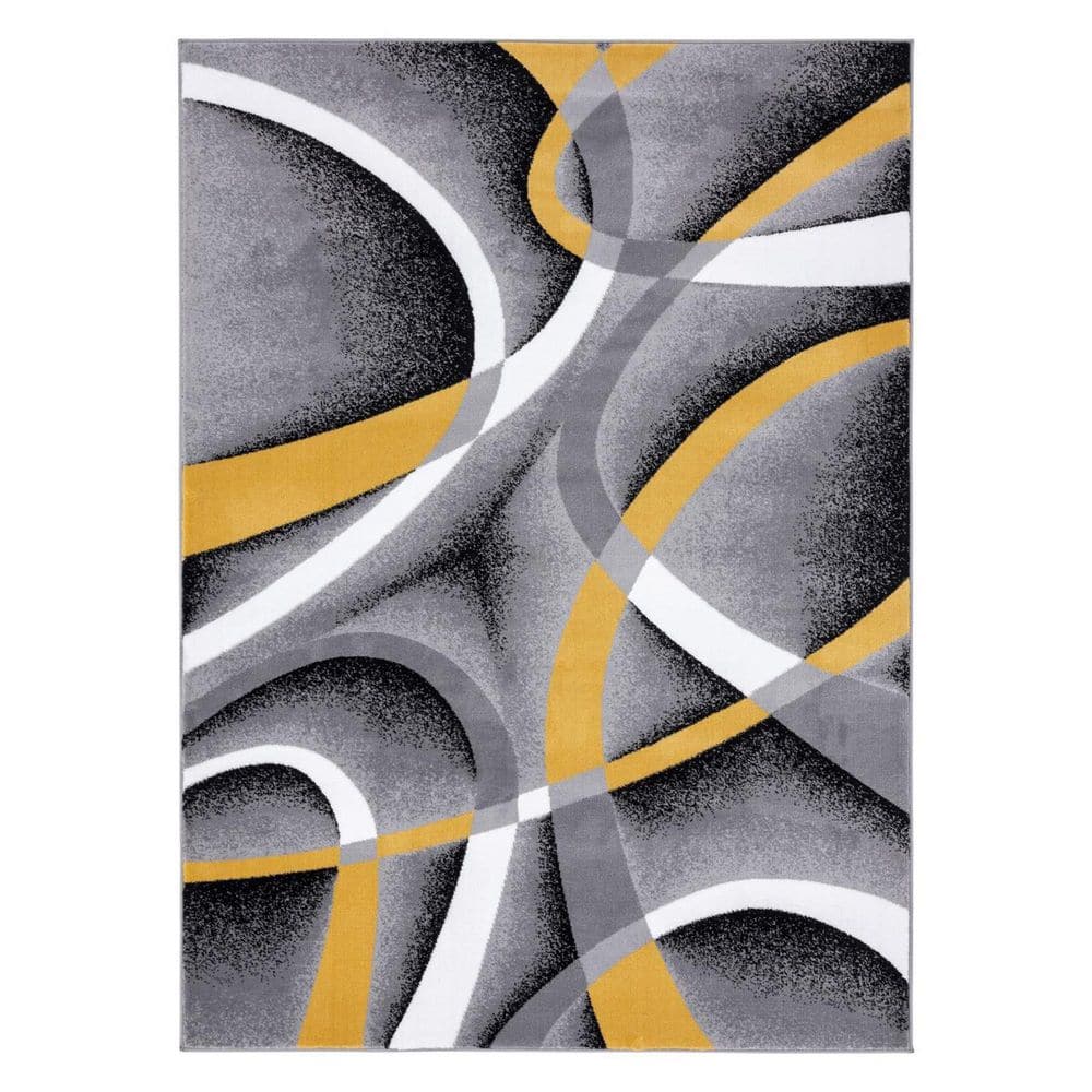 Yellow Polypropylene 5 ft. x 7 ft. Abstract Indoor Area Rug
