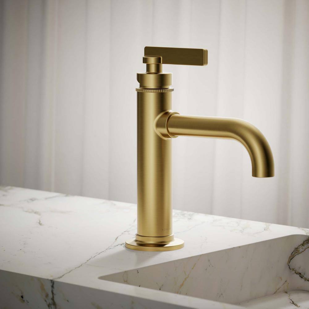 Vibrant Brushed Moderne Brass Single-Handle Bathroom Faucet