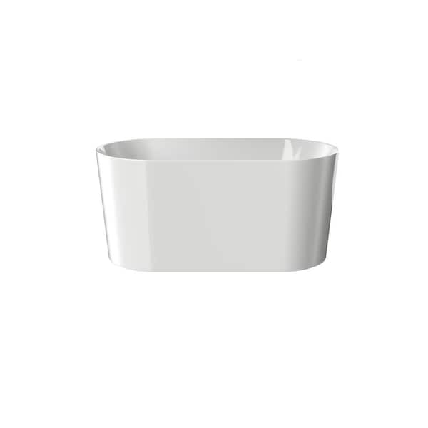 Acrylic Flat Bottom Soaking Oval Bathtub with Pop-Up Drain in White 51 in. x 28 in.