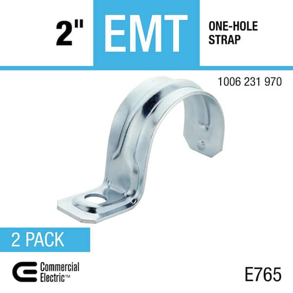 Commercial Electric - 2 in. Electrical Metallic Tubing (EMT) One-Hole Strap (2-Pack)