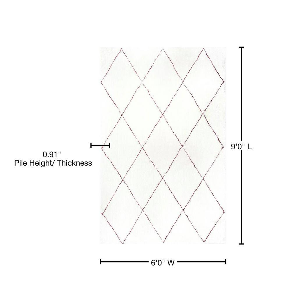 Handmade Off-White Tufted Shag Area Rug, 6'7" x 9'0"