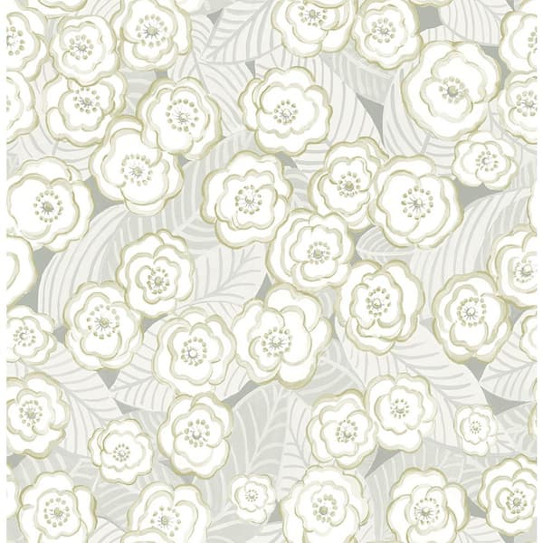 A-Street Prints Emery Grey Floral Grey Wallpaper Sample