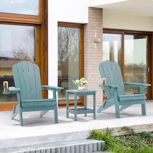 Lake Blue Folding Plastic Patio Outdoors Weather-Resistant Fire Pit Chair Adirondack Chair (2-Pack)