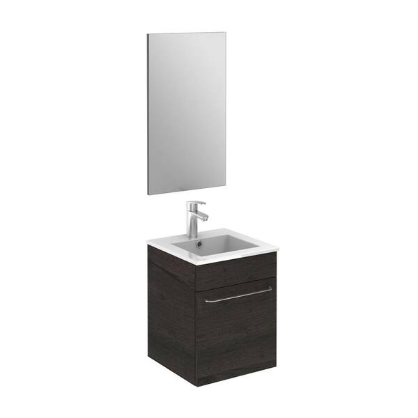 ROYO Qubo pack 16 in. W x 16 in. D Vanity in Essence Wenge with Vanity Top in White with White Basin and Mirror