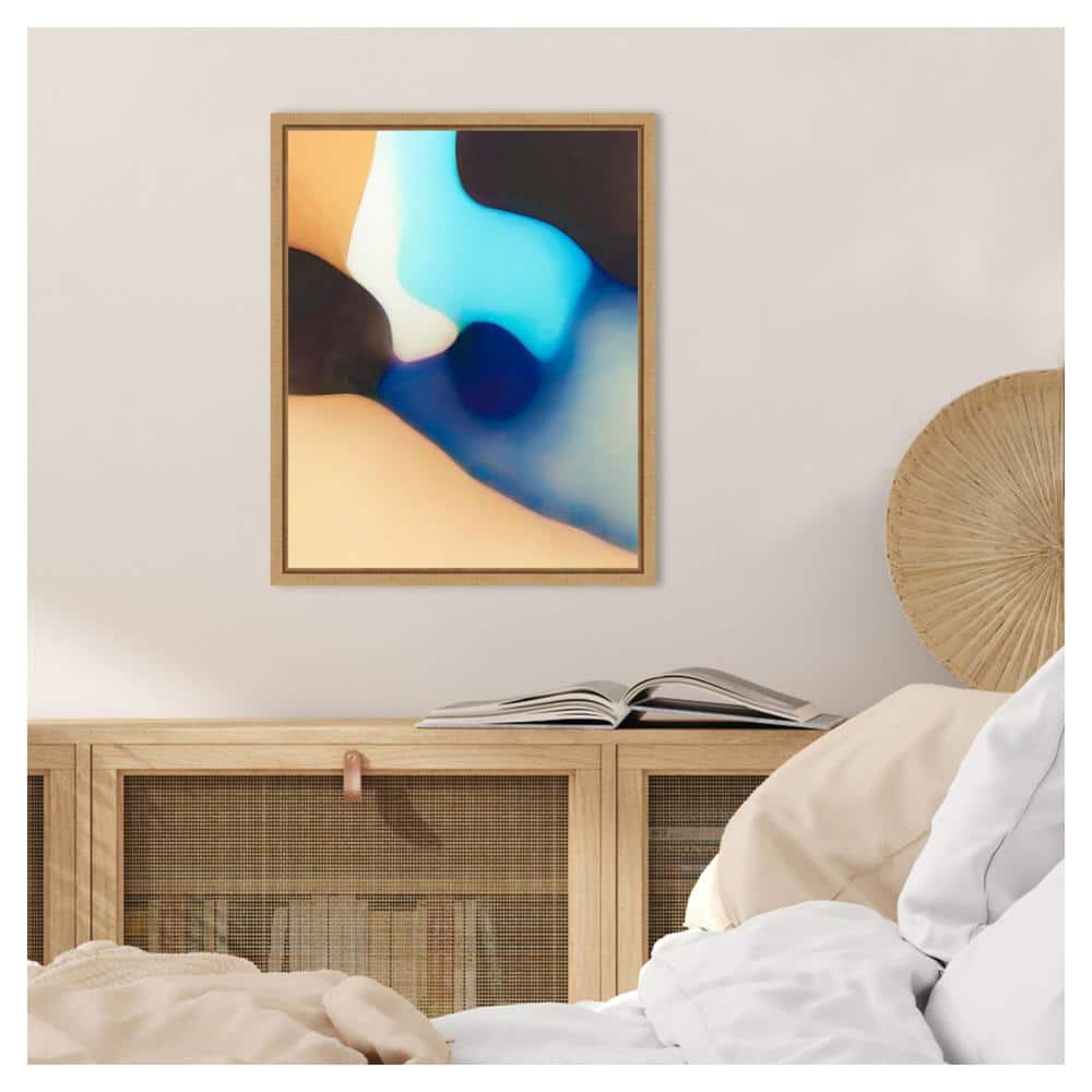 Interlocking Colors VIII Abstract Canvas Art with Maple Frame