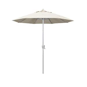 7.5 ft. Matted White Aluminum Market Patio Umbrella Auto Tilt in Canvas Sunbrella