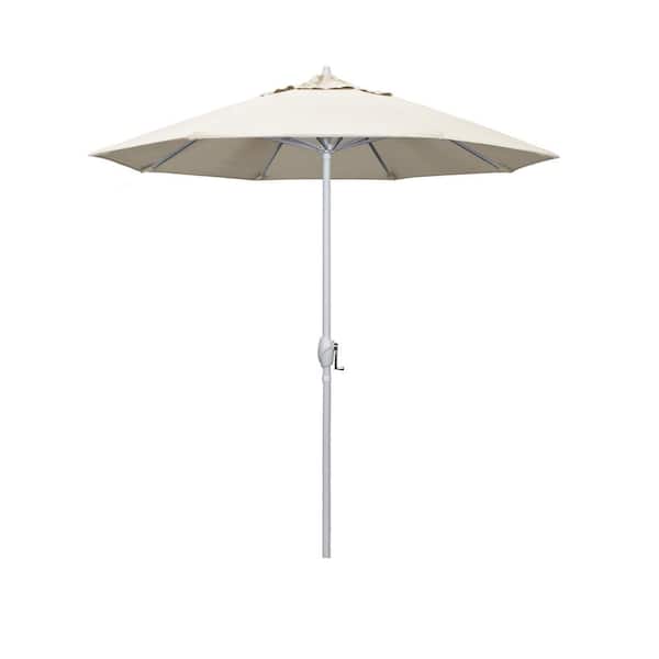 California Umbrella 7.5 ft. Matted White Aluminum Market Patio Umbrella Auto Tilt in Canvas Sunbrella