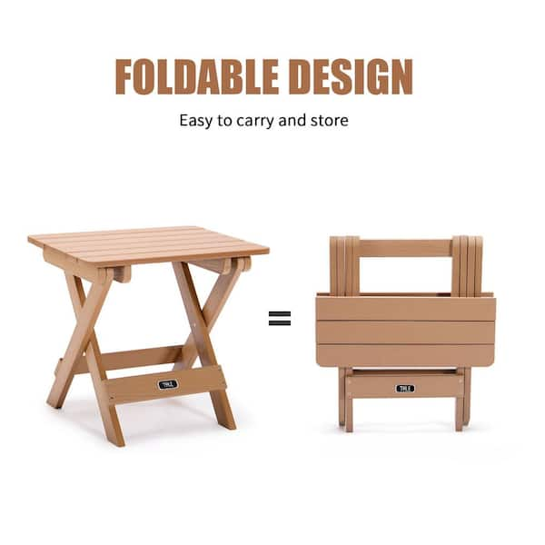 small wooden folding garden side table