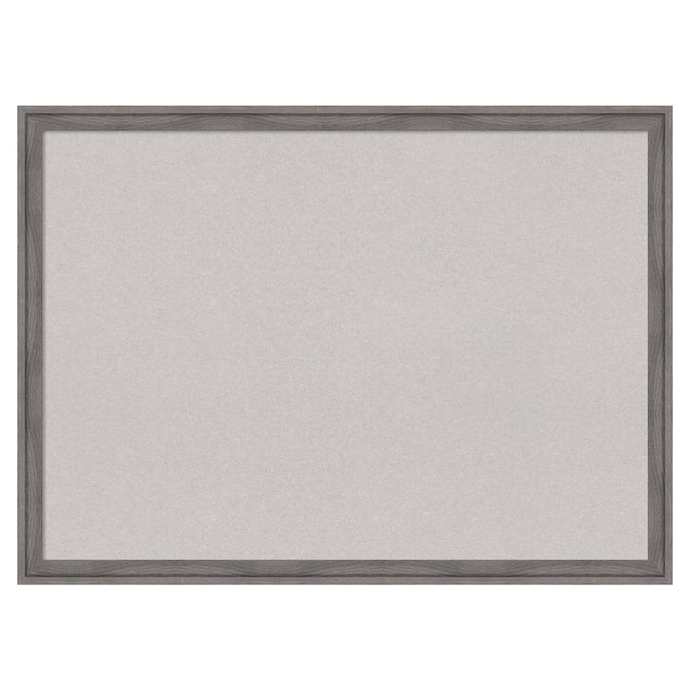 Amanti Art Florence Grey Framed Grey Corkboard 30 in. x 22 in Bulletin Board Memo Board