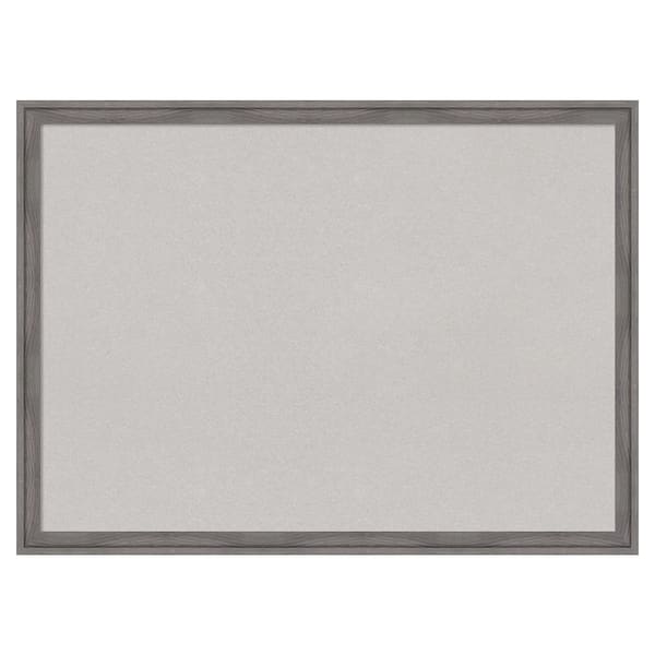 Amanti Art Florence Grey Framed Grey Corkboard 30 in. x 22 in Bulletin Board Memo Board