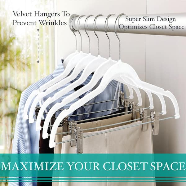 Home-it Premium Velvet Hangers 50 Pack - Ivory Suit Hangers Non-Slip -  Heavy duty Clothes Hangers for Closet, Jacket, Shirt, Pants and Suit, Hook