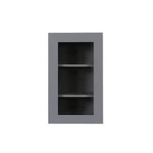 Lancaster Gray Plywood Shaker Stock Assembled Wall Glass Door Kitchen Cabinet 12 in. W x 30 in. H x 12 in. D