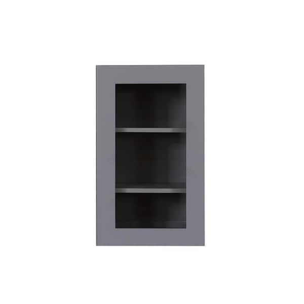 LIFEART CABINETRY Lancaster Gray Plywood Shaker Stock Assembled Wall Glass Door Kitchen Cabinet 12 in. W x 36 in. H x 12 in. D