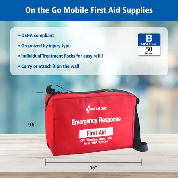 First Aid Only Grab and Go Emergency Response First Aid Kit, 224
