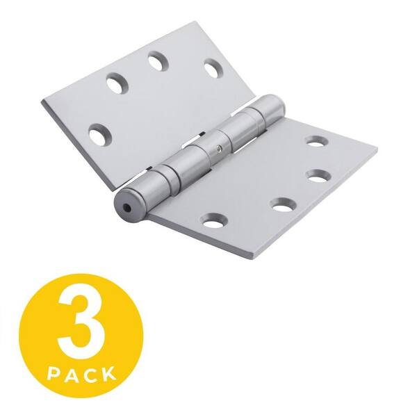 4.5 in. x 4.5 in. Prime Coat Gray Mortise Non-Removable Pin Squared Hinge -  Set of 3