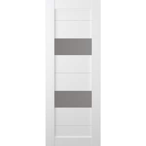 Berta 18 in. x 96 in. No Bore Solid Core 2-Lite Frosted Glass Bianco Noble Wood Composite Interior Door Slab