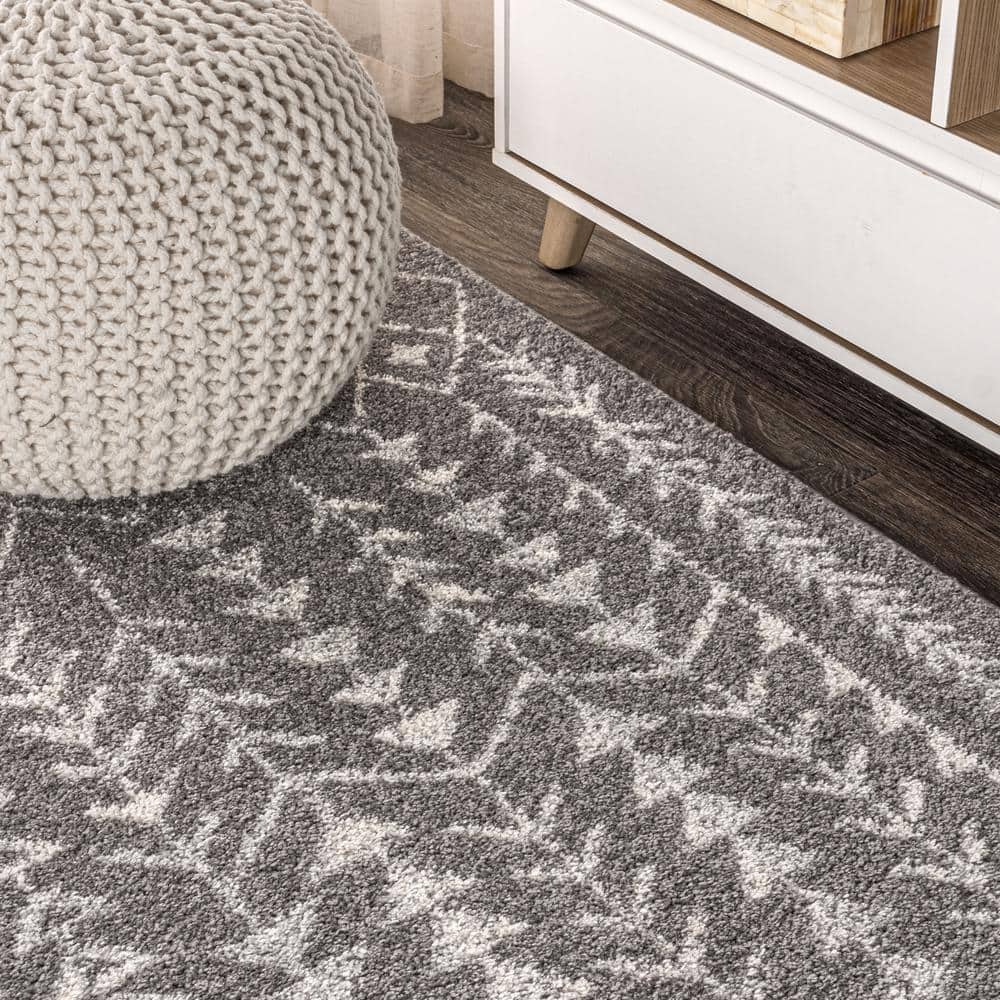 Modern Vintage-Inspired Moroccan Tribal Grey/Cream Runner Rug