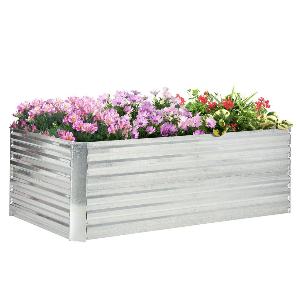 Silver Galvanized Steel Rectangular Raised Garden Bed Planter Box with Reinforced Open Bottom Design price history on PriceWatchPro