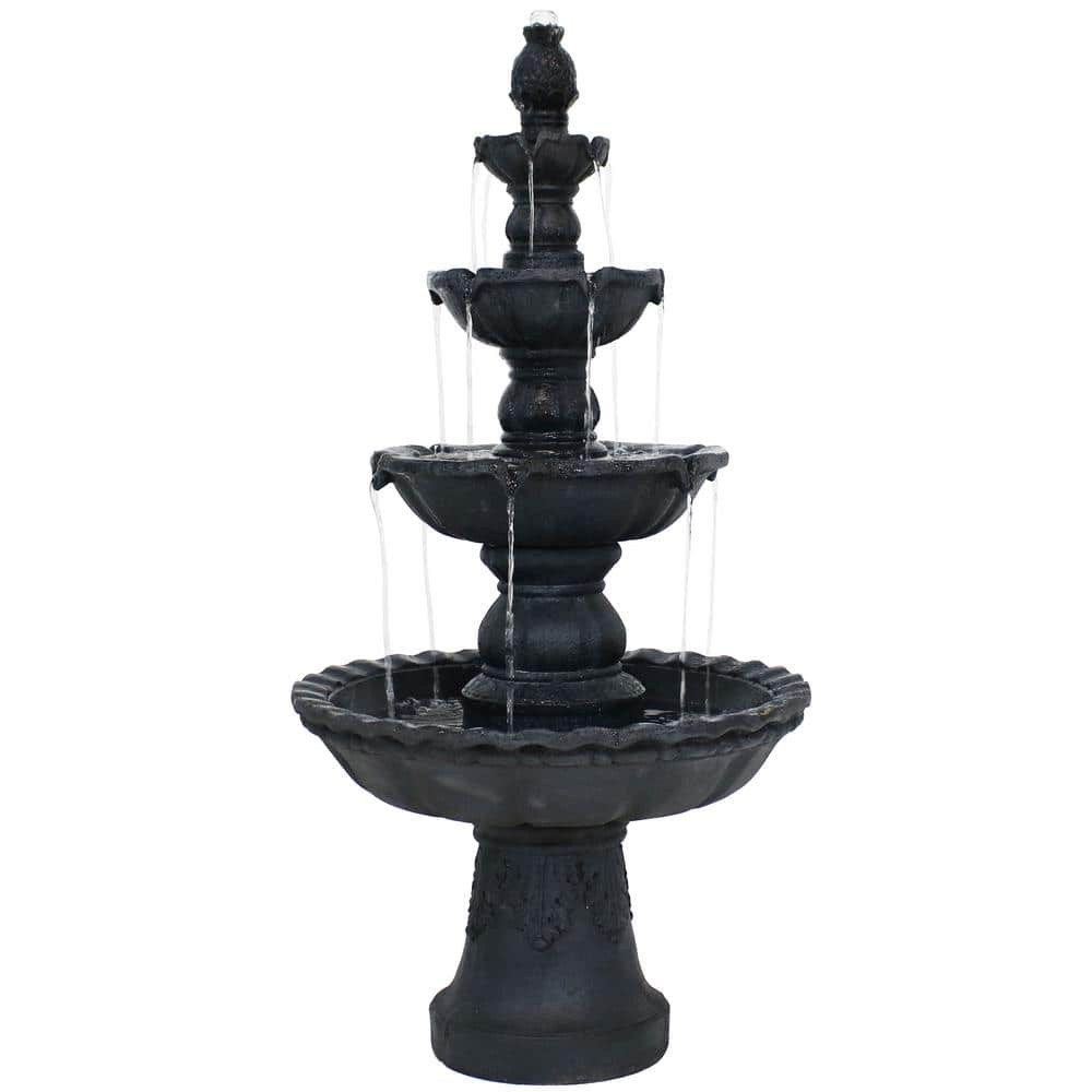 Sunnydaze 4-Tier Electric Pineapple Water Fountain in Black
