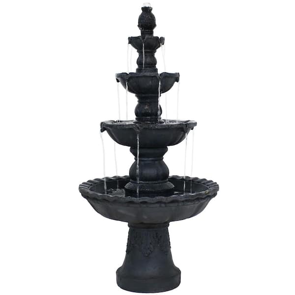Sunnydaze 4-Tier Electric Pineapple Water Fountain in Black
