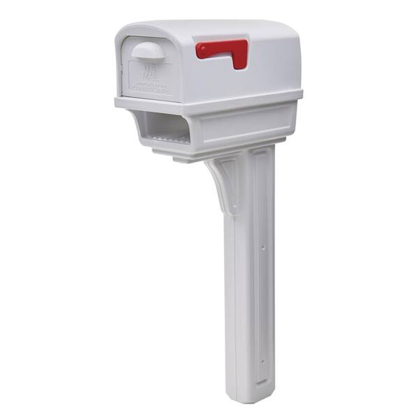 Rubbermaid Gentry All-in-One Plastic Mailbox and Post Combo, White