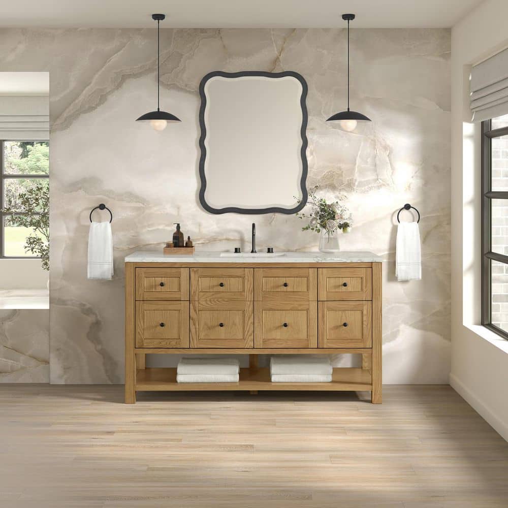 Breckenridge 60.0 in. Single Bath Vanity in Light Natural Oak with Wireless Charging Victorian Silver Quartz Top price history on PriceWatchPro