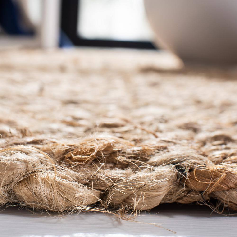 Natural Jute Hand-Knotted Square Area Rug, 4' x 4'