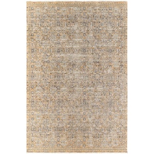 Margaret 5 ft. 3 in. x 7 ft. 10 in. Faded Taupe Damask Washable Indoor/Outdoor Area Rug