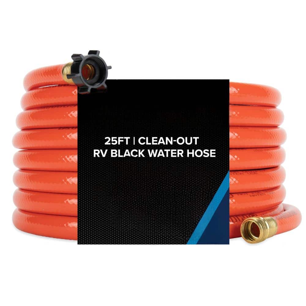 25 Ft RV Sanitation Hose 5/8 In Heavy Duty PVC Orange Universal