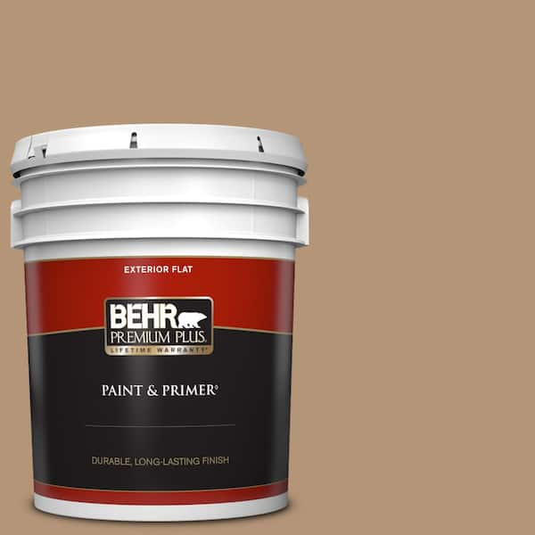 BEHR PREMIUM PLUS 5 gal. #280F-4 Burnt Almond Flat Exterior Paint & Primer