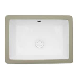 7 in. Ceramic Undermount Rectangular Bathroom Sink in White with Overflow