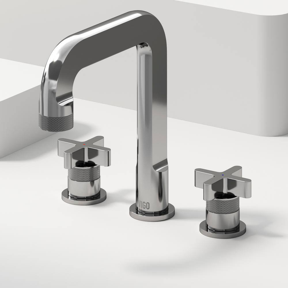 Wythe 9" H Two Handle Widespread Bathroom Faucet in Chrome and Black Brass