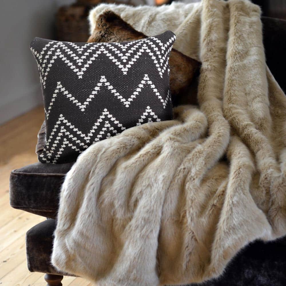 Sevita 20" Square Modern Woven Chevron Throw Pillow - Black/White