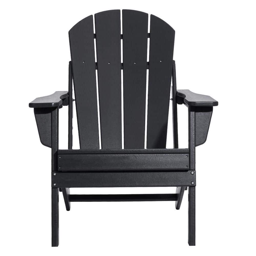 2-Set Plastic Adirondack Chair with Cup Holder and Ergonomic Relaxing Arm Rest for Garden, Backyard, Black price history on PriceWatchPro
