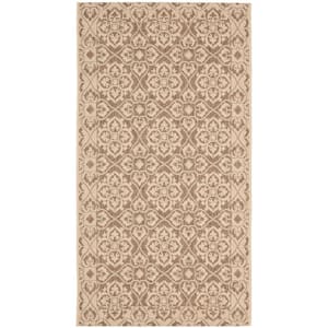 Courtyard Brown/Cream Doormat 3 ft. x 5 ft. Border Indoor/Outdoor Patio Area Rug