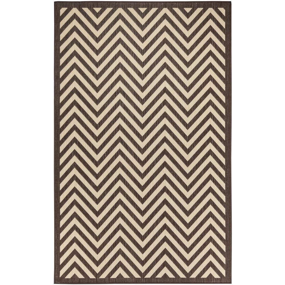 Chevron Indoor/Outdoor Rugs Flatweave Contemporary Patio, Pool, Camp and Picnic Carpets FW 801 Dark Brown 4' x 6'