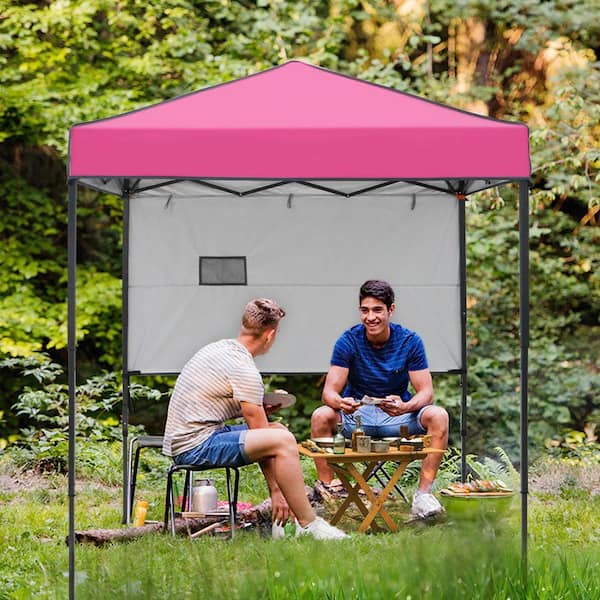 6 ft. x 4 ft. Pink Instant Canopy Pop Up Tent with Adjustable Sun Wall, Mesh Pocket, Carry Bag