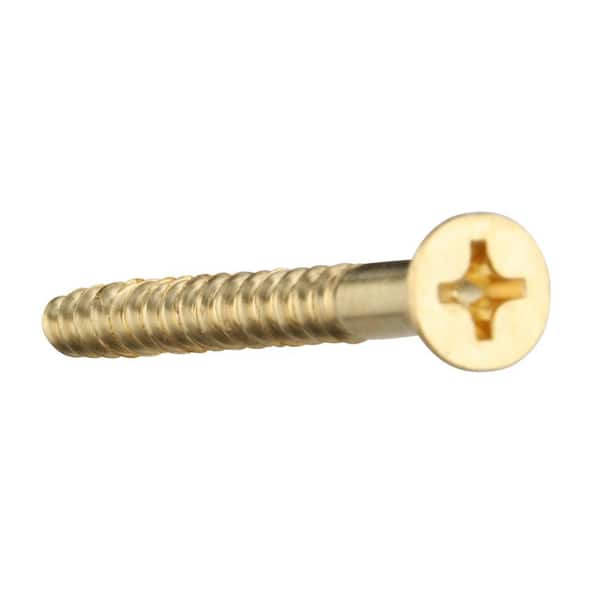 #10 x 1 Inch Brass Flat Head Slotted Wood Screws - 25 Pack in Polished  Chrome