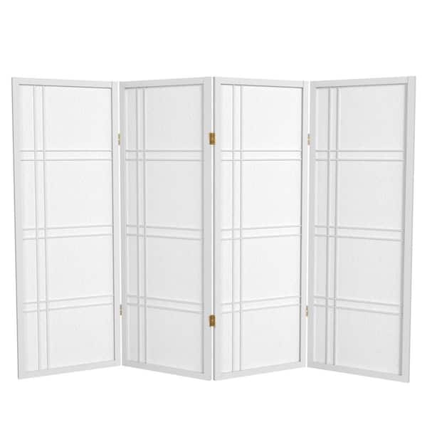 Oriental Furniture 4 ft. Short Double Cross Shoji Screen - White - 4 Panels