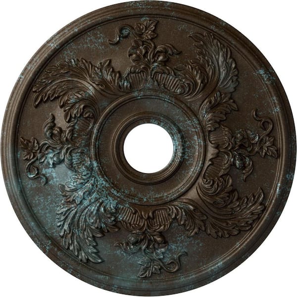 Ekena Millwork 1-7/8" x 23-5/8" x 23-5/8" Polyurethane Acanthus Twist Ceiling Medallion, Bronze Blue Patina