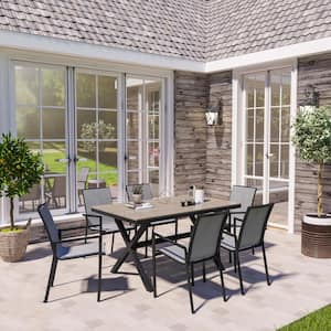 7-Piece Patio Outdoor Dining Set with Rectangle Table and Aluminum Folding Dining Chairs