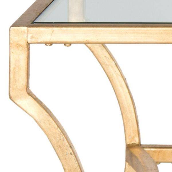 Alphonse Gold Rectangular Metal and Glass Coffee Table
