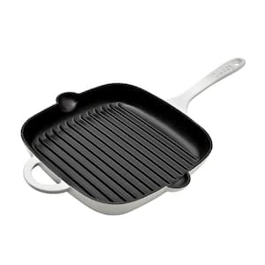 Natural Canvas 11.5 in. Cast Iron Grill Pan in White