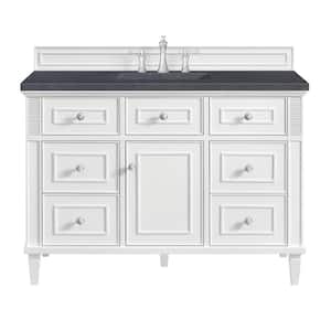 Lorelai 48.0 in. W x 23.5 in. D x 34.06 in. H Bathroom Vanity in Bright White with Charcoal Soapstone Top