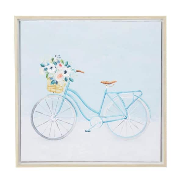 Litton Lane 1- Panel Bike Framed Wall Art with Tan Frame 25 in. x 1 in.