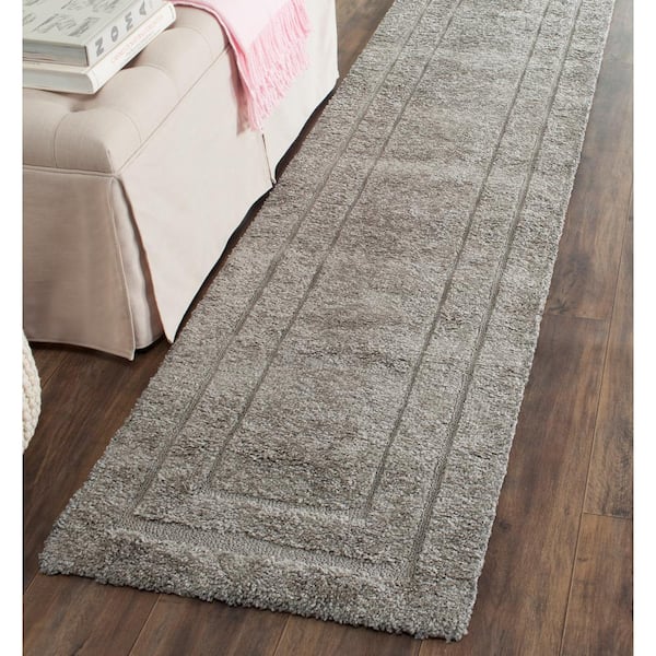 Florida Shag Gray 2 ft. x 7 ft. Border Runner Rug
