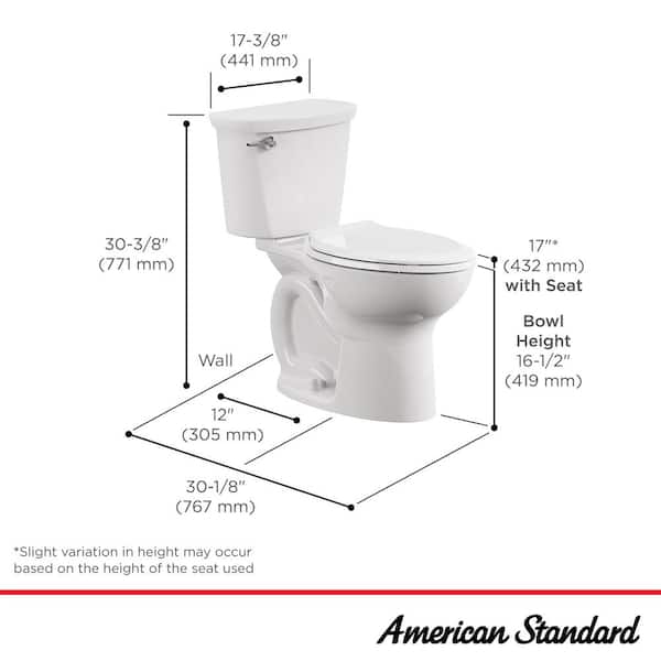 Cadet 12 in. Rough In 2-Piece 1.28 GPF Single Flush Elongated Chair Height Toilet with Slow Close Seat in White